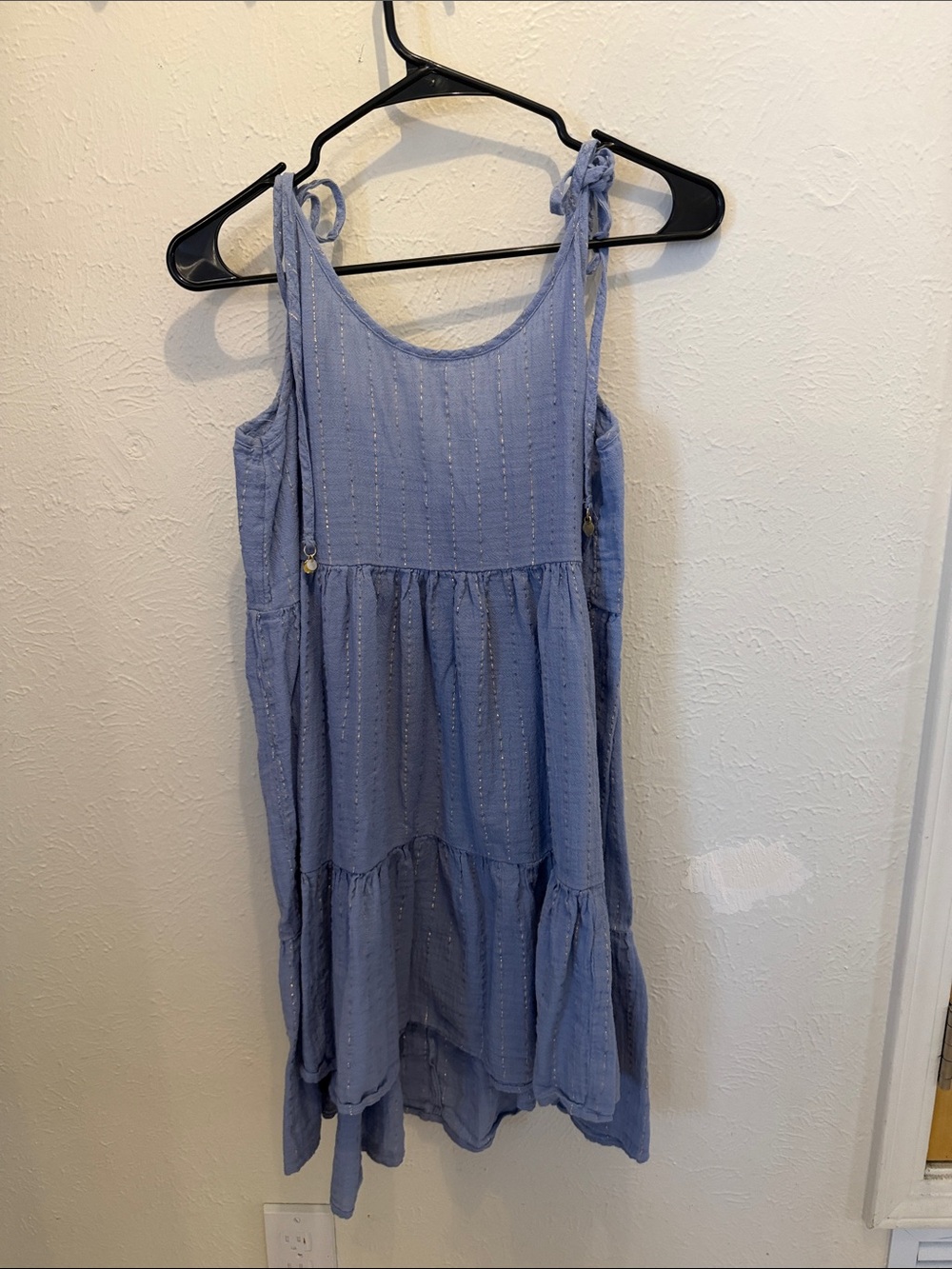 aerie Light Blue Tiered Tie-Shoulder Sundress
